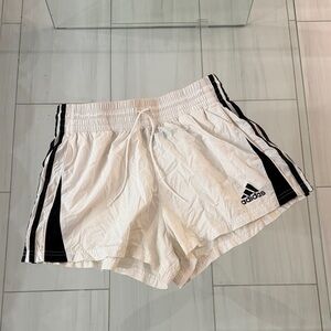 Adidas Women's Athletic Shorts in White with Black Stripes